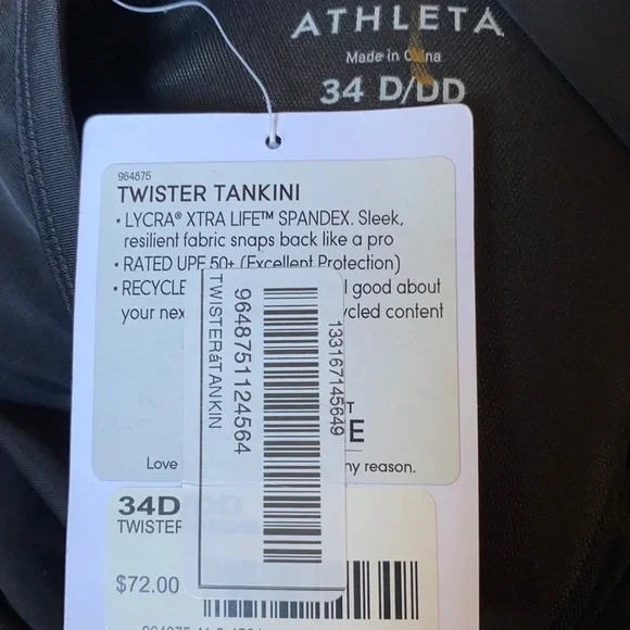 Athleta Twister Tankini Black 34D/DD Medium - Picture 3 of 5